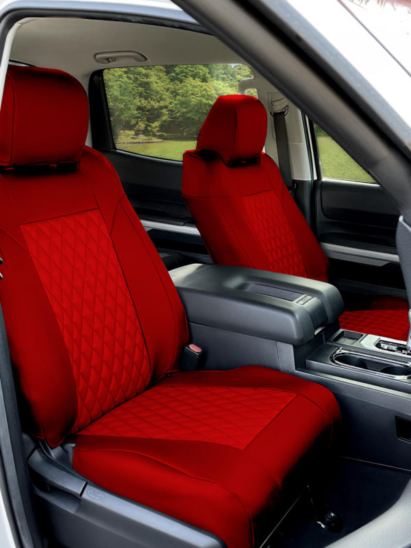 Car SEAT COVERS for Kia Xceed in PU LEATHER, Fabric, RED Seams, FULL SET  Front + Rear