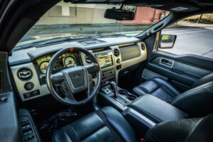 Ford F150 truck with custom-fit seat covers installed for optimal protection and style.