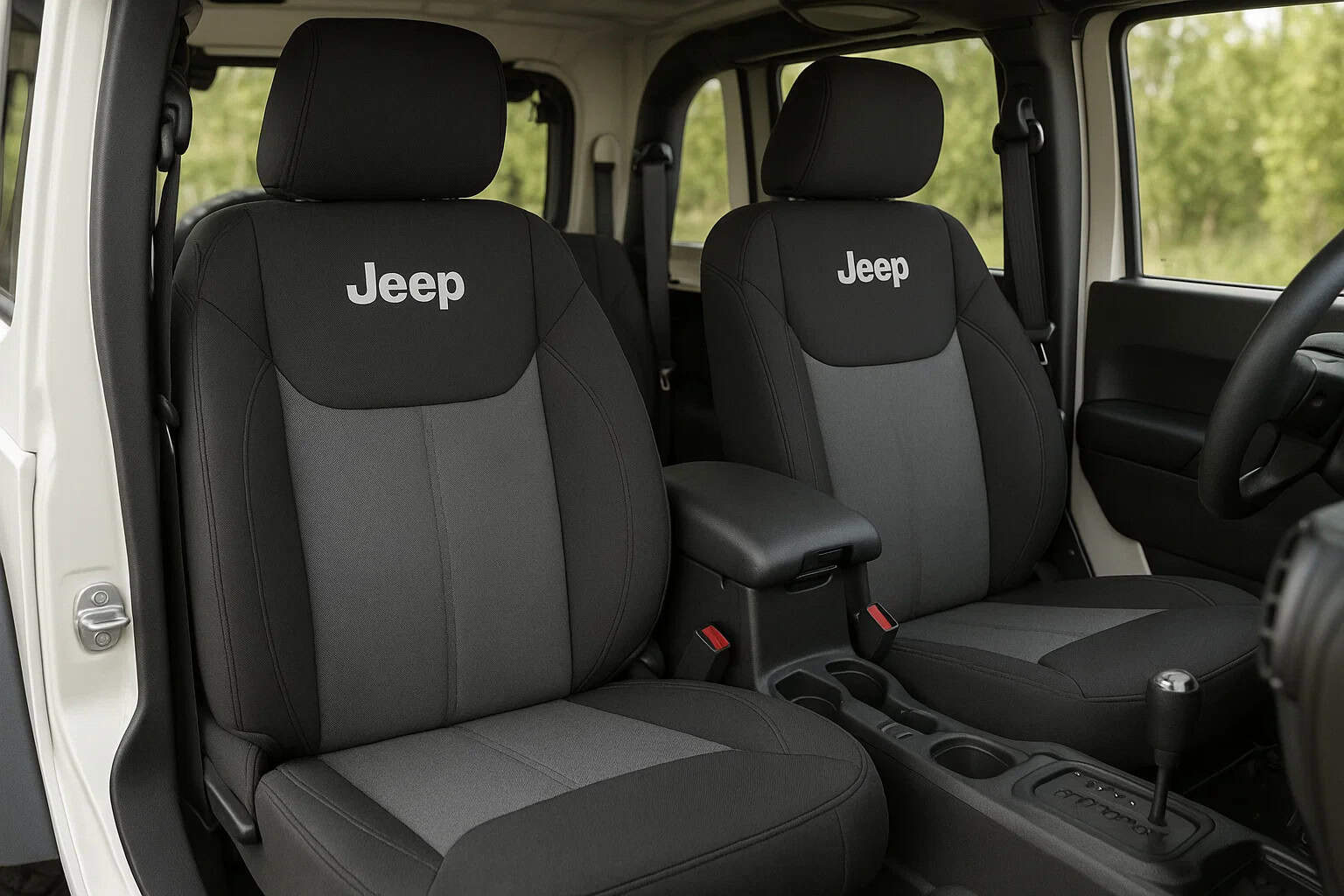 Jeep Wrangler interior with premium custom-fit car seat covers
