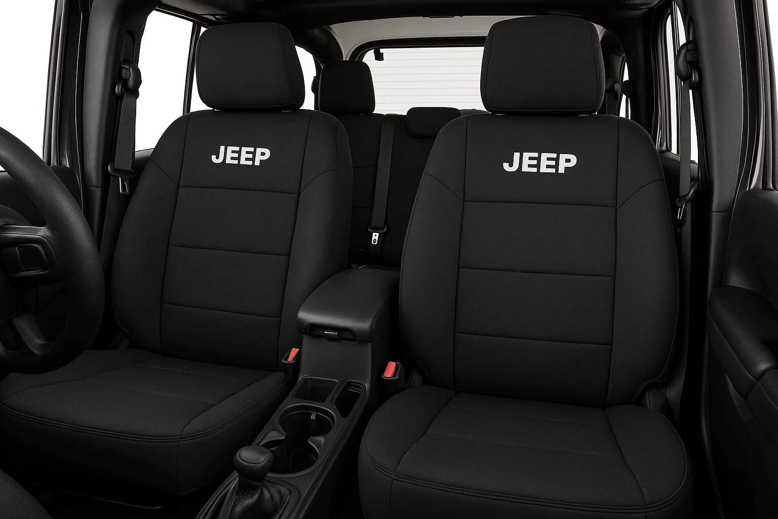 Jeep Wrangler interior with premium custom-fit car seat covers