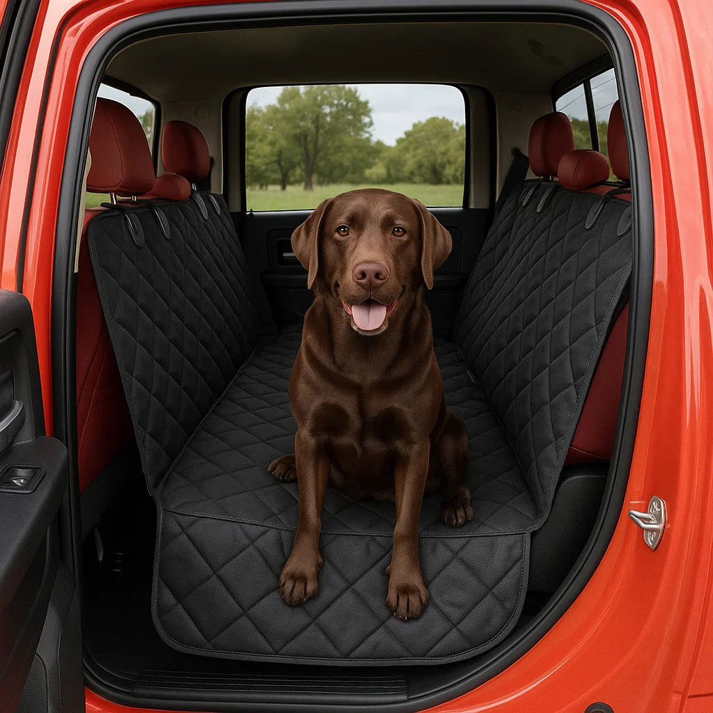 Canine seat covers for trucks protecting seats from dog fur and dirt