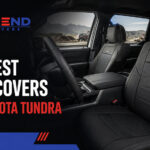 Custom-fit seat covers installed in a Toyota Tundra interior for work, daily driving, and long-term upholstery protection.